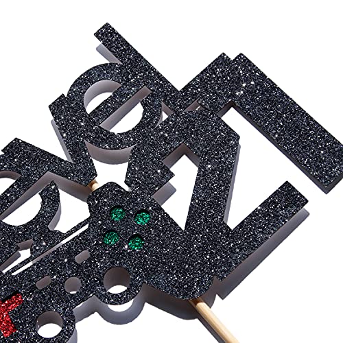 Level Up 21st Birthday Cake Topper - Black Glitter Decoration
