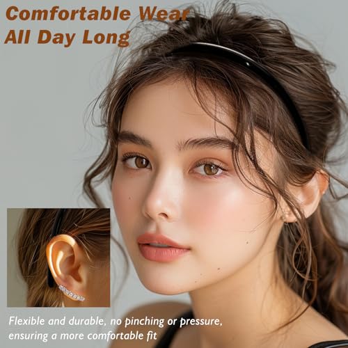 7 Pcs Plastic Headbands for Women Black Non-Slip Hair Bands with Teeth