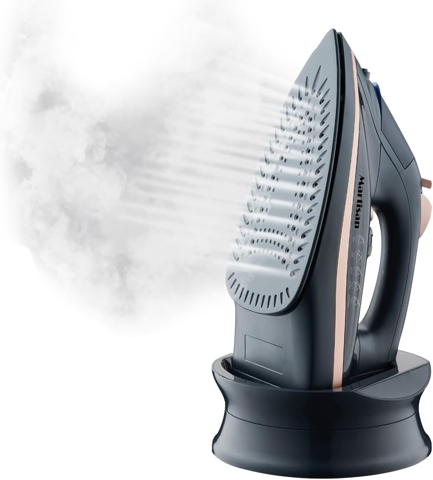 Martisan Cordless Iron - 1500W Wireless Rapid Heating with Ceramic Soleplate & Retractable Cord