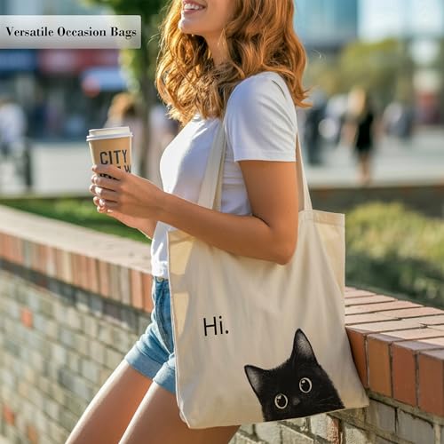 Canvas Tote Bag for Pet Lovers - 13.8" Aesthetic Design with Pocket
