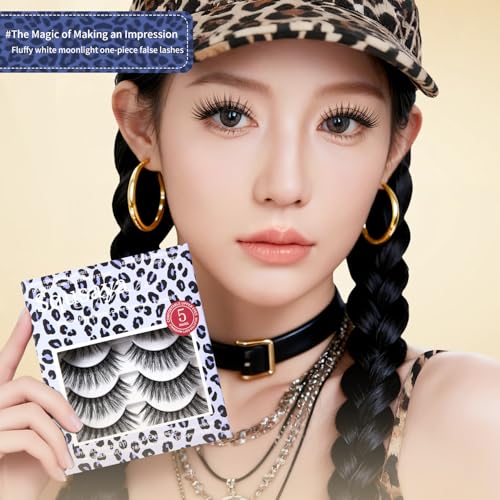 Sqsaya Wispy False Eyelashes 5 Pairs Natural Look Lightweight Fluffy Lashes