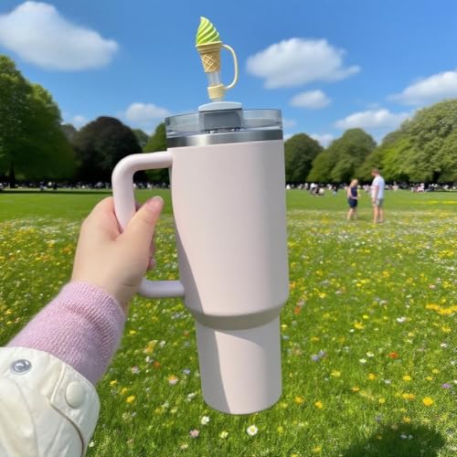 Ice Cream Silicone Straw Cover for Stanley Cup 10mm Green Straw Topper