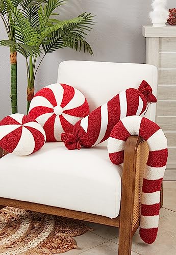 Minty Delight Peppermint Candy Throw Pillow - Reversible 10 Inch Home Decor