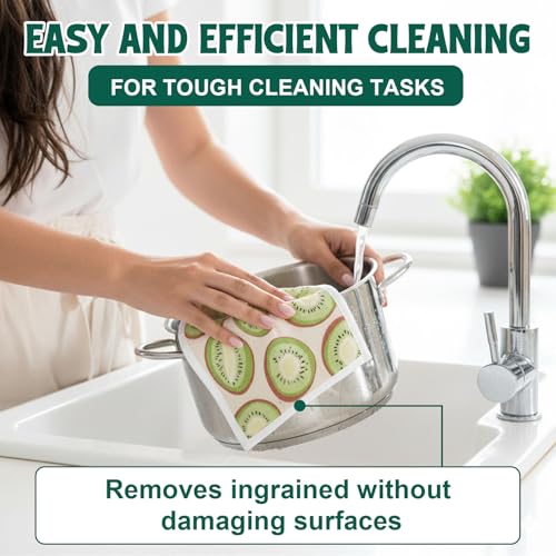 Lsnisni Swedish Dishcloths 6-Pack - Reusable Fruit Print Cleaning Cloths
