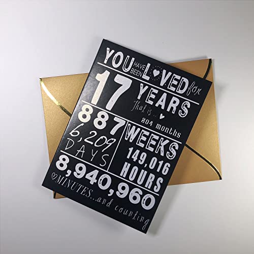 Premium Birthday Card for 17 Year Old Teen - Blank Inside, Envelope Included