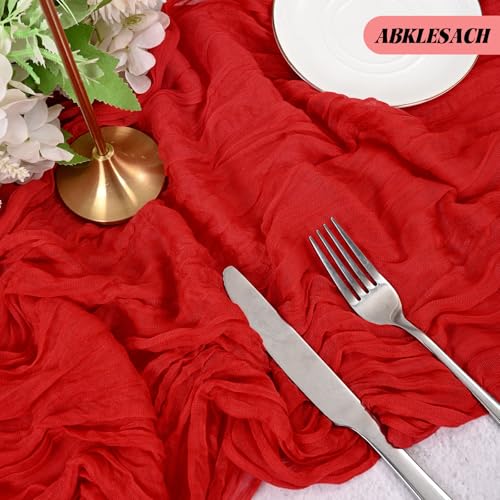 Red Table Runner 20x120 Inch Cheesecloth Set of 24 - Elegant Wedding & Party Decor