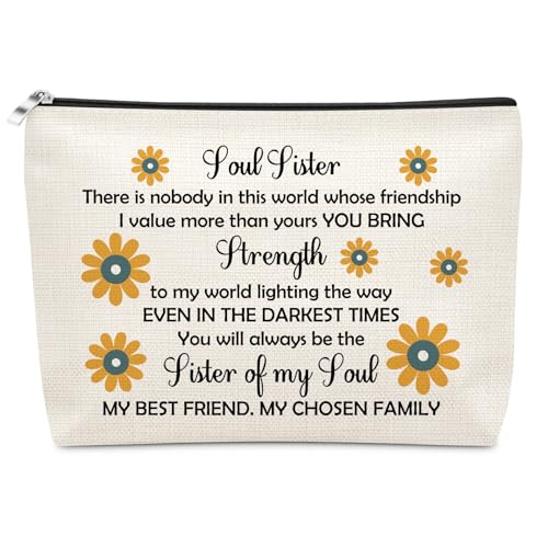 Soul Sister Makeup Bag - Best Friend Cosmetic Travel Pouch Gift
