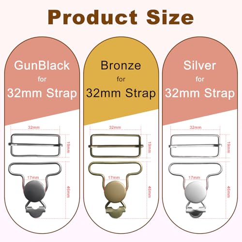 Metal Overall Buckles Set - 6 Durable Clips with Adjustable Sliders