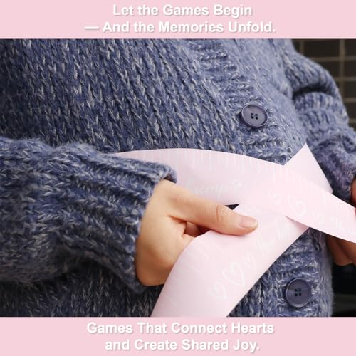 Pink Tummy Measure Baby Shower Game for Girl, Belly Measuring Tape, 2 Rolls
