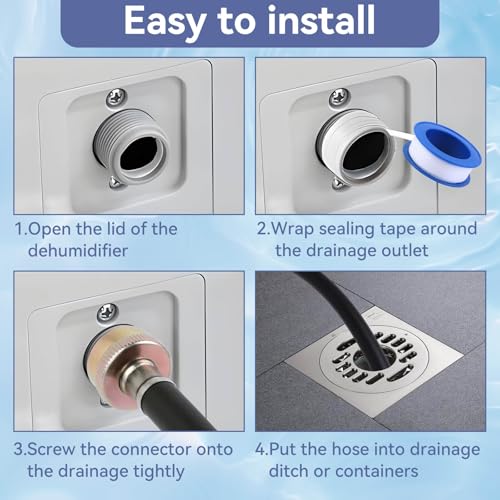 5ft Dehumidifier Drain Hose, 3/4 Inch FHT Brass Connector, Leak-Proof