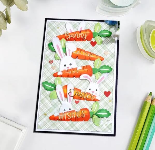 Easter Bunny Carrots Metal Cutting Dies for Card Making