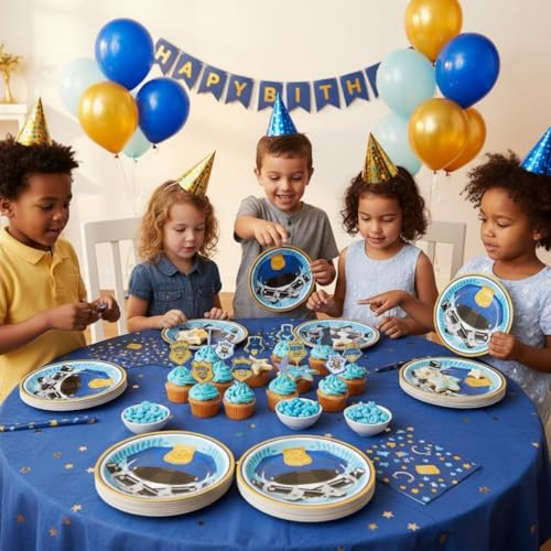 Police Party Dessert Plates - 8 Disposable Paper Plates