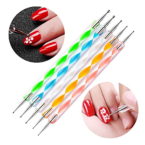 8-Piece Nail Art Brush and Double-Ended Dotting Pen Set for Manicure Design