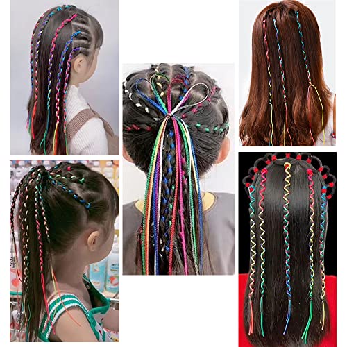 DFMEI 30Pcs Rainbow Hair Wrap String for Braids and Dreadlocks