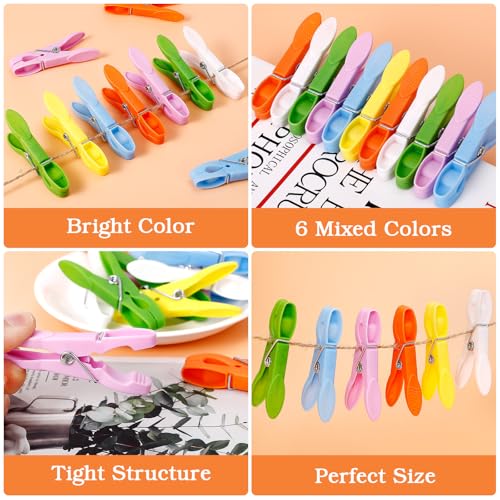 Senbowe 48 Pack Heavy Duty Colorful Plastic Clothespins