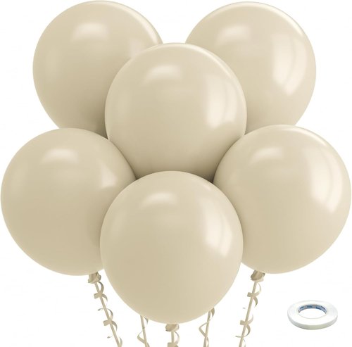 Bezente White Sand Balloons - 18 Inch Thick Cream Latex Balloons | 30 Pack for Parties & Events