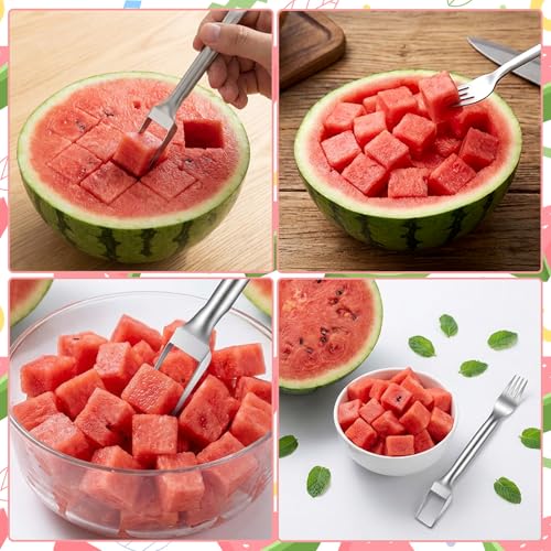 2-in-1 Stainless Steel Watermelon Cutter & Fork Tool