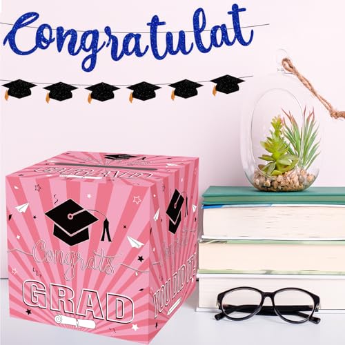 Pink Graduation Card Box for Class of 2026 Decorations