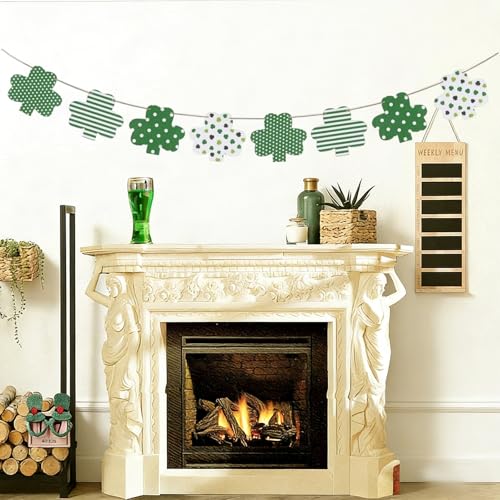 St. Patrick's Day Wooden Shamrock Garland with Jute Rope