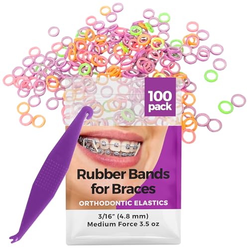 Prairie Horse Supply Orthodontic Rubber Bands for Braces 3/16 Inch 100 Pack with Placer