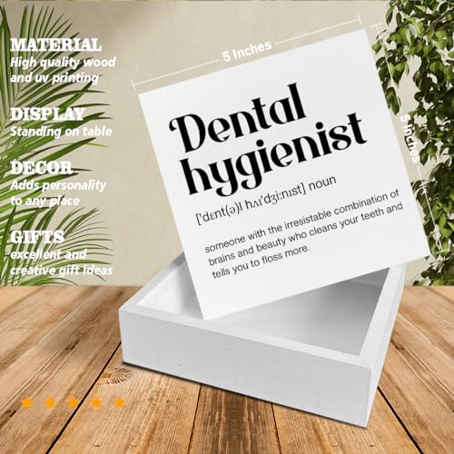 Dental Hygienist Definition Wood Box Sign Desk & Office Decor 5x5