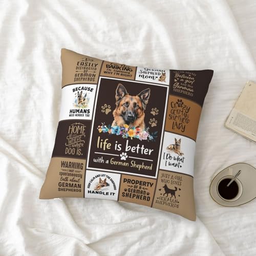 German Shepherd Mom Throw Pillow Cover 18"x18" - BN-GSD