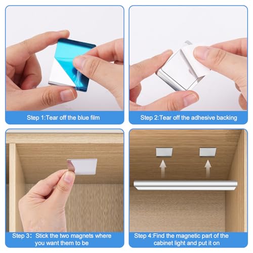 4 Pack Under Cabinet Light Magnetic Strips for Easy Installation