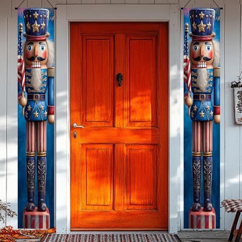 BlissYard Patriotic Nutcracker Door Banner 12x72 Inch Independence Day Porch Decor