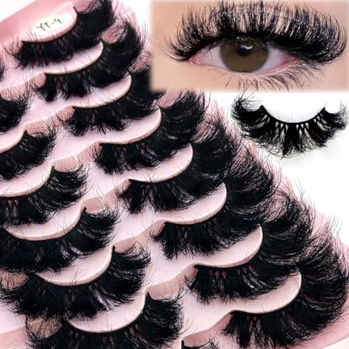 HBZGTLAD 8 Pairs Wet Manga Style 3D Fluffy Faux Mink Eyelash Extensions