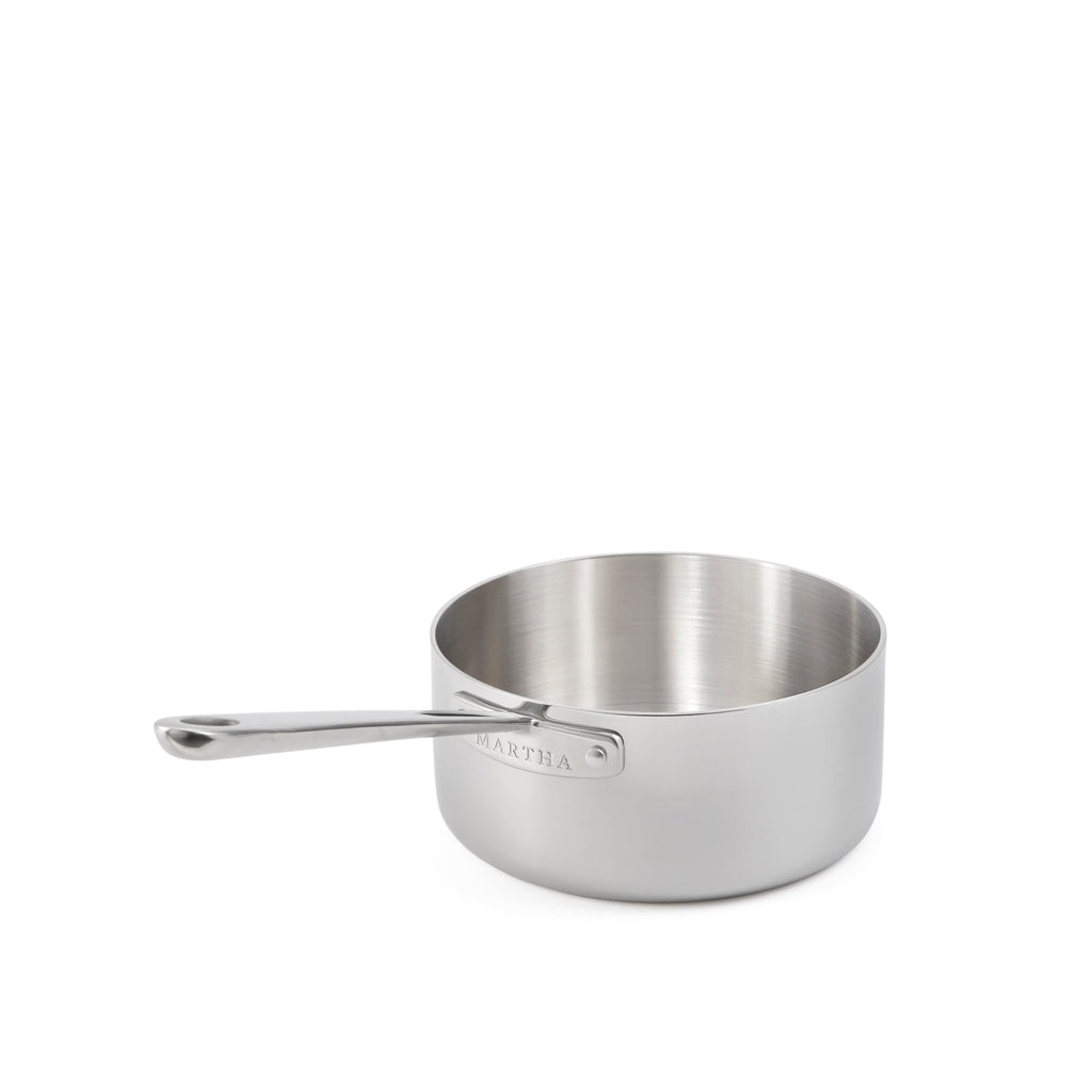 Martha by Martha Stewart 3-Quart Triply Stainless Steel Low Saucepan w/Lid