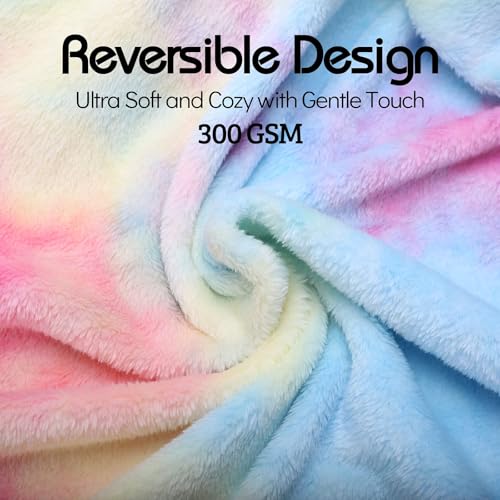 Rainbow Tie Dye Throw Blanket - Soft Flannel Fleece for Teens