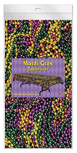 Beistle Mardi Gras Tablecovers, 54" x 108" Plastic Tablecloths 2-Count