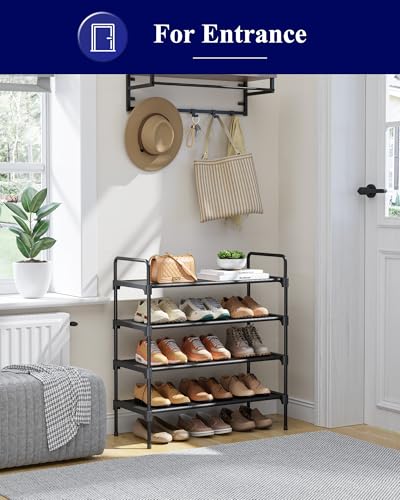 Kitsure 26.6" Wide Black Shoe Rack - 4 Tier Closet Organizer