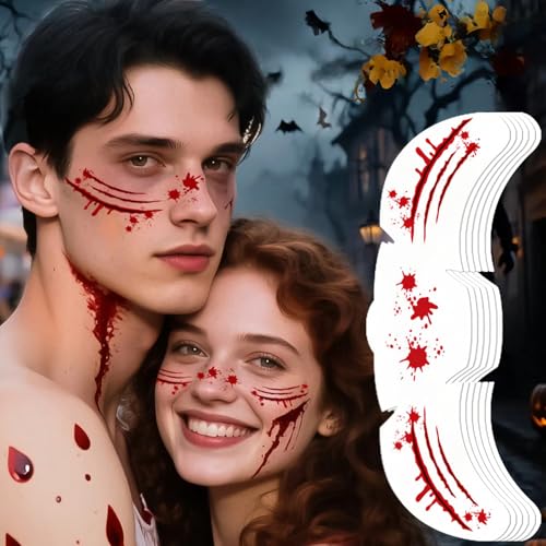 SARATA Halloween Wound Simulation Face Tattoo Stickers - 6 Sheets Realistic Scars and Cuts