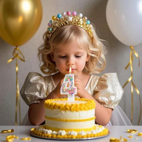 Pastel Number 3 Birthday Candle Topper for Girls - 4.5"