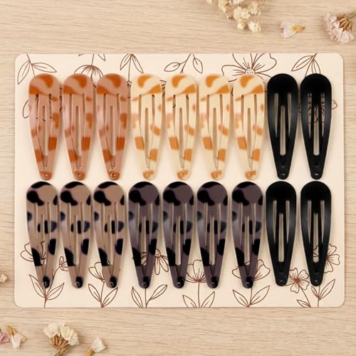 Bremorou 20 Pcs Metal Snap Hair Clips No-Slip Waterdrop Barrettes