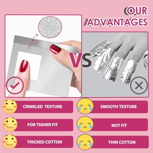 SHEERBLISS 100PCS Nail Foil Wraps for Soak Off Gel Polish Remover with Cuticle Pusher