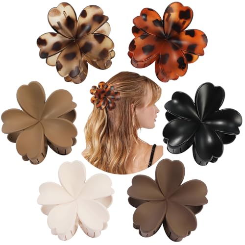 SMKSL 6 Pcs Flower Hair Claw Clips Hawaiian Floral Non-Slip Hair Accessories