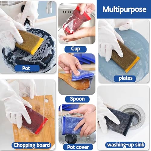Heavy Duty Steel Wool Scrubber Sponges - Black Kitchen Cleaning (6 Pack)