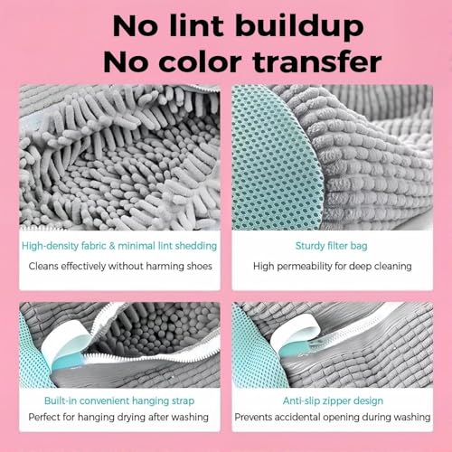 Shoe Washing Machine Bag - Grey Mesh Laundry Bag for Sneakers