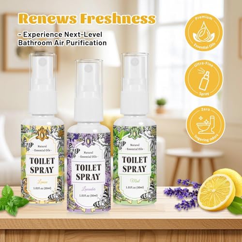 STRN Toilet Spray 3-Pack - Lemon, Mint & Lavender Scents