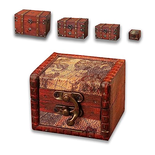 Small Wooden Jewelry Box, Antique Style Wood Storage Chest for Trinkets