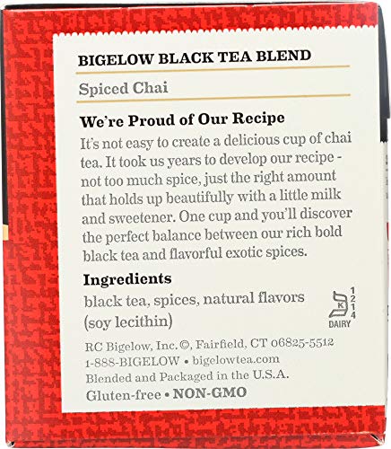 Bigelow Spiced Chai Black Tea, 20 Count Tea Bags (Pack of 6)