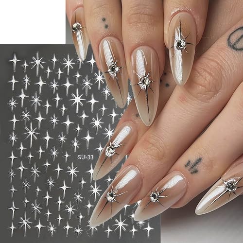 8 Sheets Star Nail Art Stickers Decals 3D Self-Adhesive Manicure Supplies