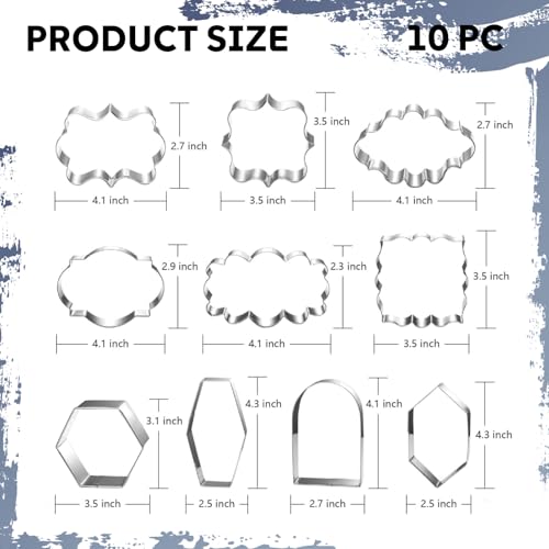 10Pcs Stainless Steel Cookie Cutter Set with Variety Shapes for Baking and Decorating
