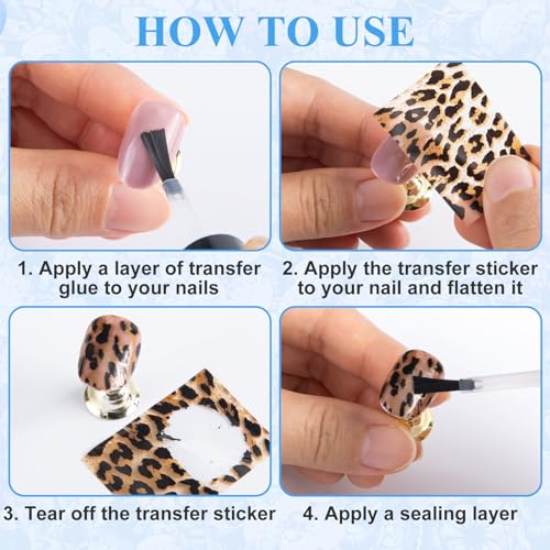 Alpinleux 10 Pcs Leopard Print Nail Art Transfer Stickers & Foils