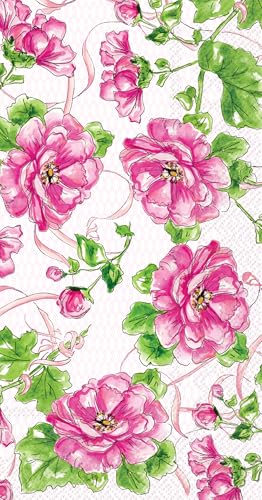 IHR Ideal Home 16-Count Dinner Napkins, 3-Ply Pink Floral Design