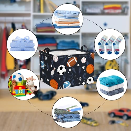 Clastyle Foldable Sports Ball Storage Basket for Boys Nursery Room