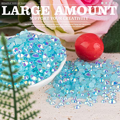 BELLEBOOST 5000PCS Resin Rhinestones with Tweezers Lake Blue AB Flatback Crystals for DIY Crafts and Nail Art
