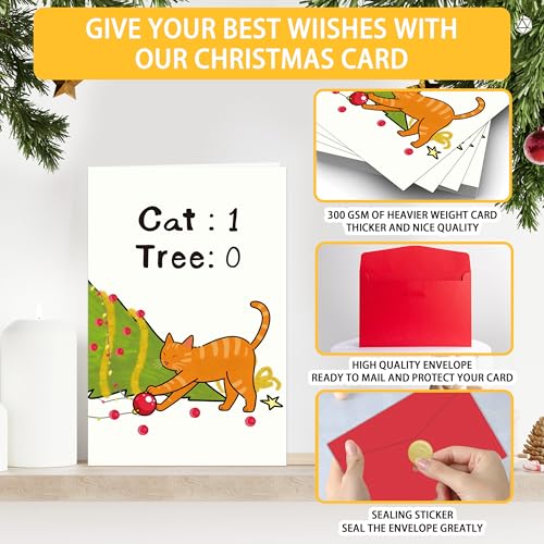 Funny Christmas Cat Card for Cat Lovers - 8 x 5.3 in Greeting Card